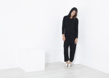 Load image into Gallery viewer, Knit Hooded Jumpsuit in Black - ez haihv