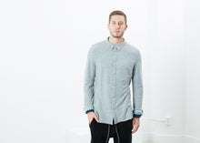 Load image into Gallery viewer, Kasuri Jersey Button-Up in Blue Grey - ez haihv