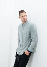 Load image into Gallery viewer, Kasuri Jersey Button-Up in Blue Grey - ez haihv