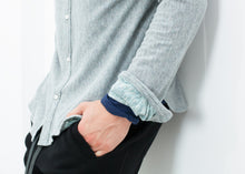 Load image into Gallery viewer, Kasuri Jersey Button-Up in Blue Grey - ez haihv