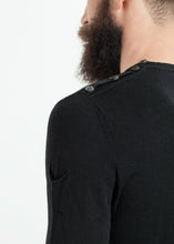 Load image into Gallery viewer, Button Shoulder Pullover in Black - ez haihv