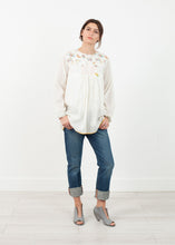 Load image into Gallery viewer, Floral Front Peasant Blouse in White - ez haihv