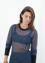 Load image into Gallery viewer, Cuffed Mesh Tee in Navy/Black - ez haihv
