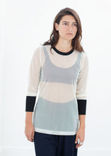 Load image into Gallery viewer, Cuffed Mesh Tee in Cream/Black - ez haihv