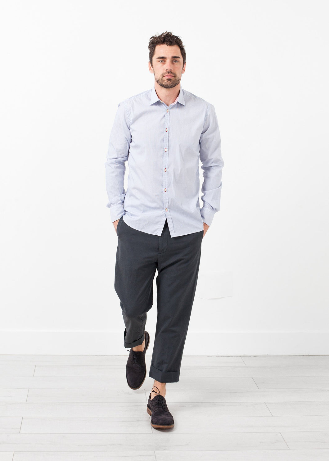 Flat Front Cuffed Trouser - ez haihv