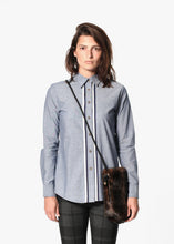 Load image into Gallery viewer, Chambray Boyfriend Shirt in Blue - ez haihv