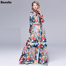 Load image into Gallery viewer, Runway Dresses 2018 Women High Quality Bow Neck Vintage Animal Print Party Dresses Designer Long Maxi Dress Vestidps Robe Femme