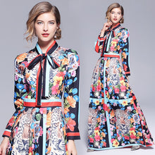 Load image into Gallery viewer, Runway Dresses 2018 Women High Quality Bow Neck Vintage Animal Print Party Dresses Designer Long Maxi Dress Vestidps Robe Femme