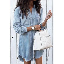 Load image into Gallery viewer, Women Casual Denim Shirt Dress Ladies Long Sleeve Turn-Down Collar Office Lady Dress 2019 Spring New Fashion Shirt Dress