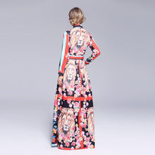 Load image into Gallery viewer, Runway Dresses 2018 Women High Quality Bow Neck Vintage Animal Print Party Dresses Designer Long Maxi Dress Vestidps Robe Femme