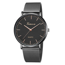 Load image into Gallery viewer, Modern Fashion Black Quartz Watch Men Women Mesh Stainless Steel Watchband High Quality Casual Wristwatch Gift for Female