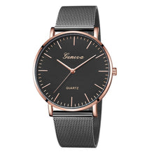 Load image into Gallery viewer, Modern Fashion Black Quartz Watch Men Women Mesh Stainless Steel Watchband High Quality Casual Wristwatch Gift for Female